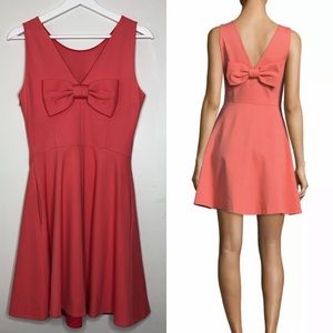 Kate Spade pink bow ponte flared skater dress